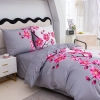 Pościel bawełna 100% 160x200 biało szara w różowe kwiaty PB575
