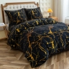 Pościel polarowa 160x200 zimowa marmurkowa czarno zlota PP574