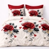Pościel 160x200 bawełna satynowa róże czerwone PK745 z PRZEŚCIERADŁEM