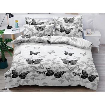 Pościel 140x200 bawełna satynowa w motyle z prześcieradłem – elegancki komplet 4cz PK499