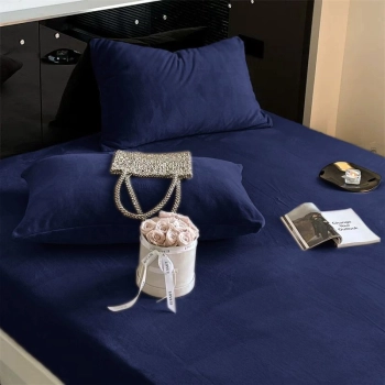 Prześcieradło na gumkę 200x220 / 25cm polarowe miś Granatowe