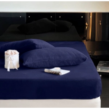 Prześcieradło na gumkę 200x220 / 25cm polarowe miś Granatowe