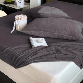 Prześcieradło na gumkę 160x200 / 25cm polarowe miś Szare