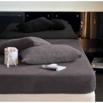 Prześcieradło na gumkę 160x200 / 25cm polarowe miś Szare