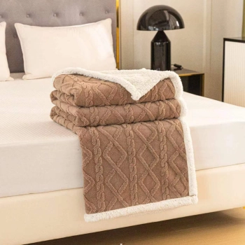 Koc Brązowy 200x220 Sweterek Baranek dwustronny Sherpa – wyjątkowo miękki i przytulny