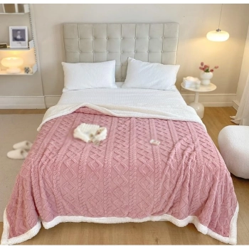 Koc Różowy 160x200 Sweterek Baranek dwustronny Sherpa – wyjątkowo miękki i przytulny