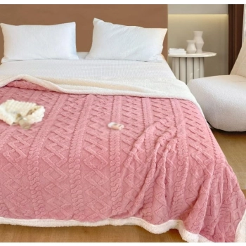 Koc Różowy 160x200 Sweterek Baranek dwustronny Sherpa – wyjątkowo miękki i przytulny