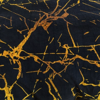 Pościel polarowa 160x200 zimowa marmurkowa czarno zlota PP574