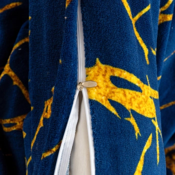 Pościel polarowa 200x220 zimowa marmurkowa niebiesko złota PP573