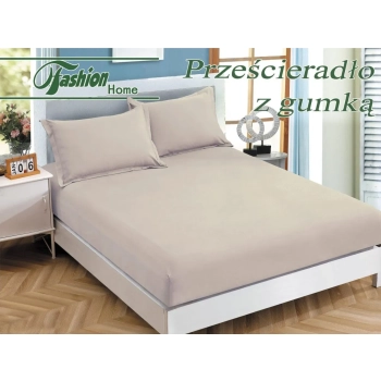 Prześcieradło z gumką 160x200 beżowe – Bawełniane, elastyczne, na materac