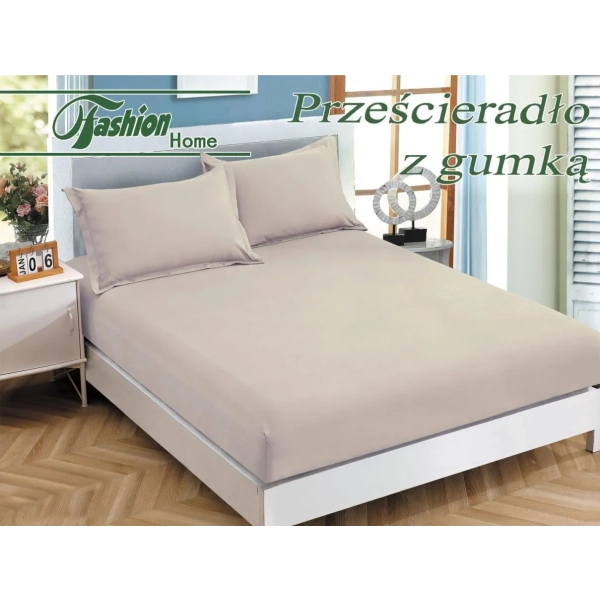 Prześcieradło z gumką 160x200 beżowe – Bawełniane, elastyczne, na materac